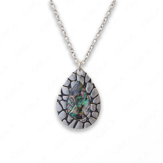Zinc Alloy Large Abalone Antique Silver Plating Drop Necklace