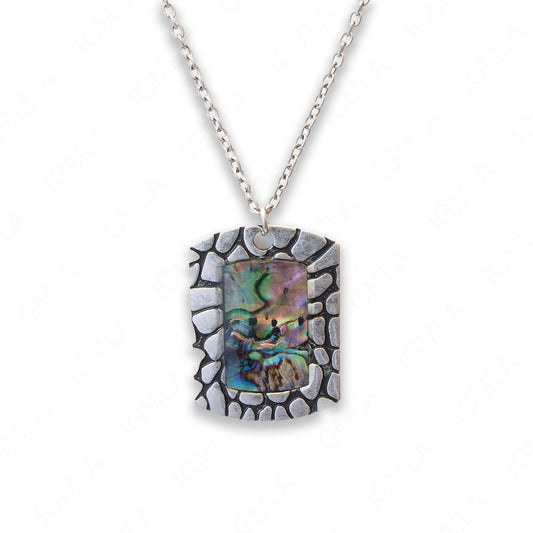 Zinc Alloy large Abalone Antique Silver Plating Rectangle Necklace