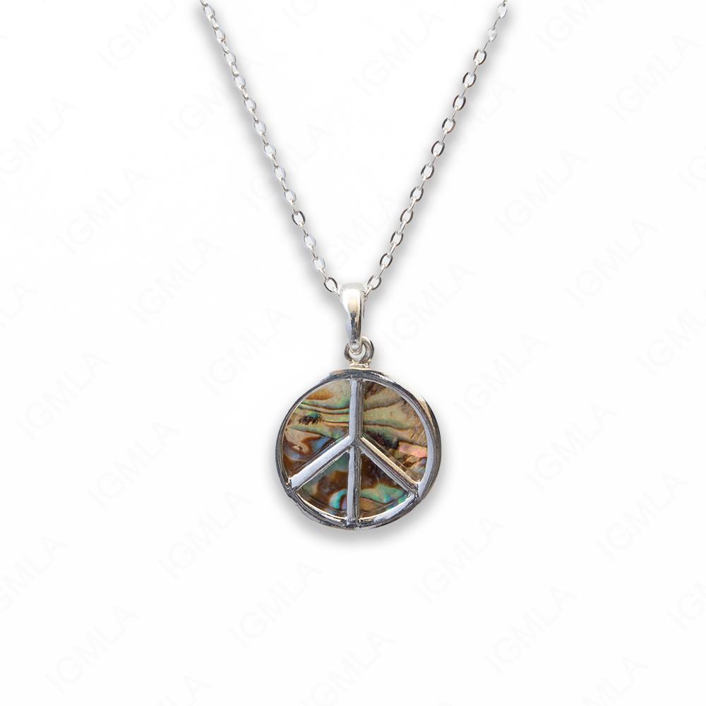 Zinc Alloy Abalone Silver Plating Peace Necklace