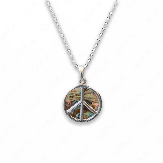 Zinc Alloy Abalone Silver Plating Peace Necklace