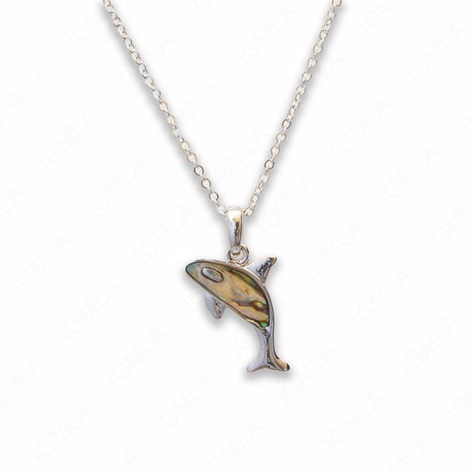 Zinc Alloy Abalone Silver Plating Dolphin Necklace