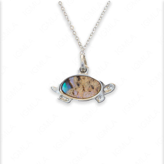 Zinc Alloy Abalone Silver Plating Turtle Necklace