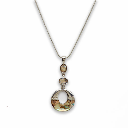 Zinc Alloy Abalone Silver Plating Donut Necklace