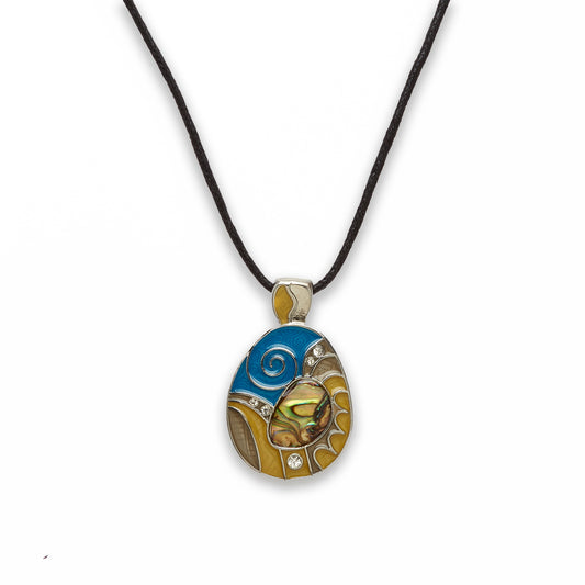 Zinc Alloy Assorted Color Silver Plated w Black cord Free Form Necklace