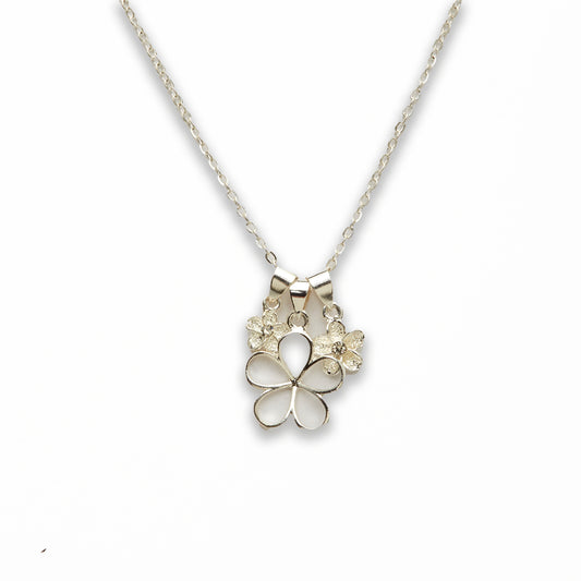 Zinc Alloy Assorted Charm Silver Plated Flower Necklace