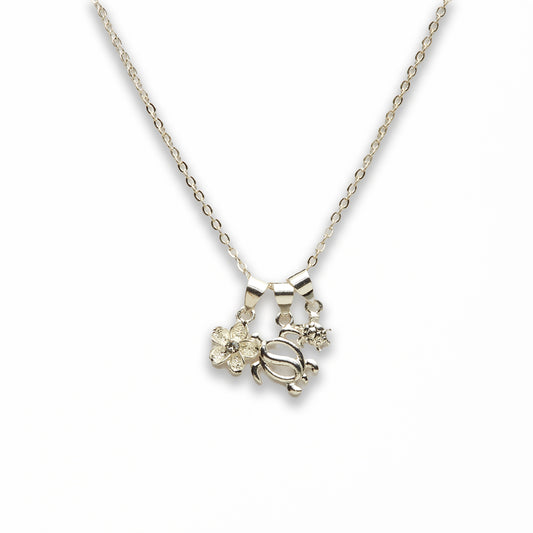 Zinc Alloy Assorted Charm Silver Plated Turtle Necklace