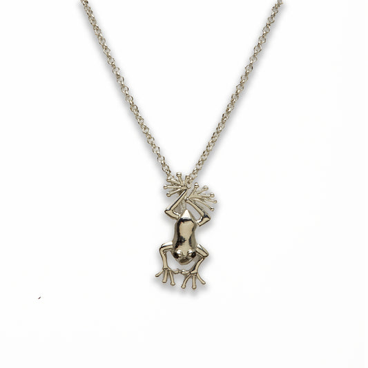 Zinc Alloy Silver Plated Frog Necklace