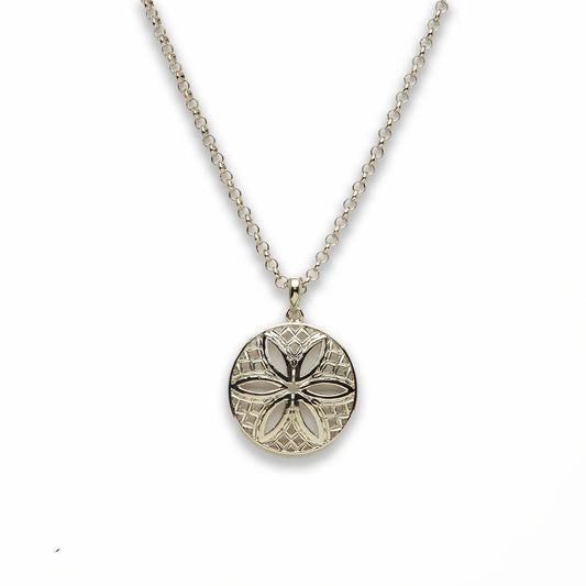 Zinc Alloy Silver Plated Flower Necklace