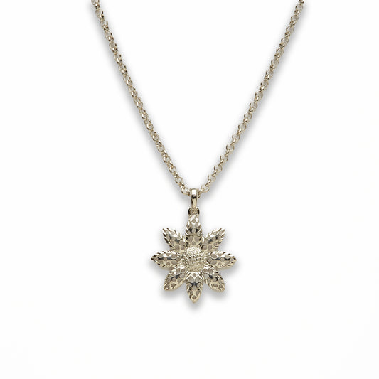 Zinc Alloy Silver Plated Flower Necklace