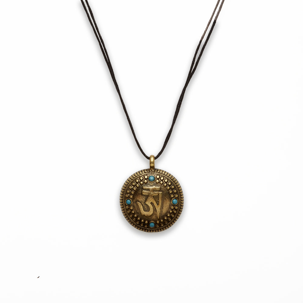Zinc Alloy Blue cab Coin Necklace