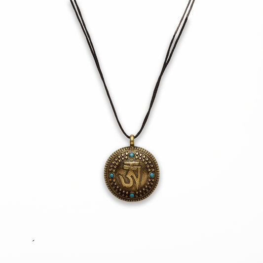 Zinc Alloy Blue cab Coin Necklace