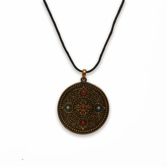 Zinc Alloy Gold Burnish Coin Necklace