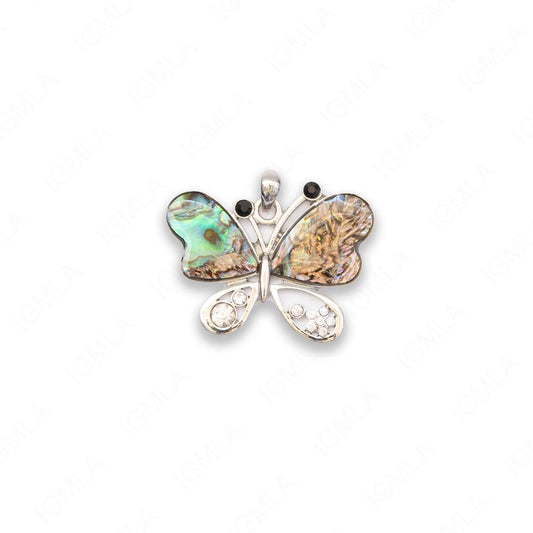 Zinc Alloy Abalone Silver Plating Butterfly Pendant