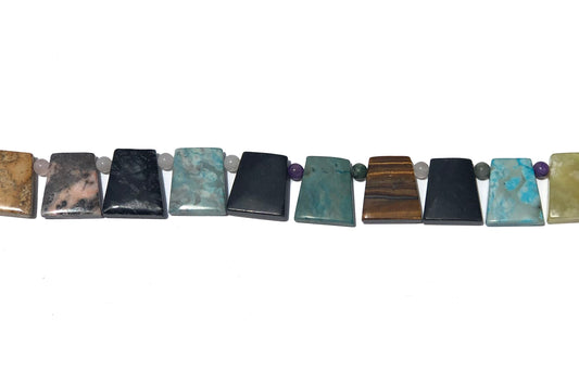 15-16 inch 13X18mm Multi Stone Rectangle Plain Beads