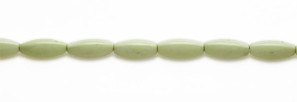 15-16 inch 8X20mm Lemon Chrysophrase Rice 3-Side Plain Beads
