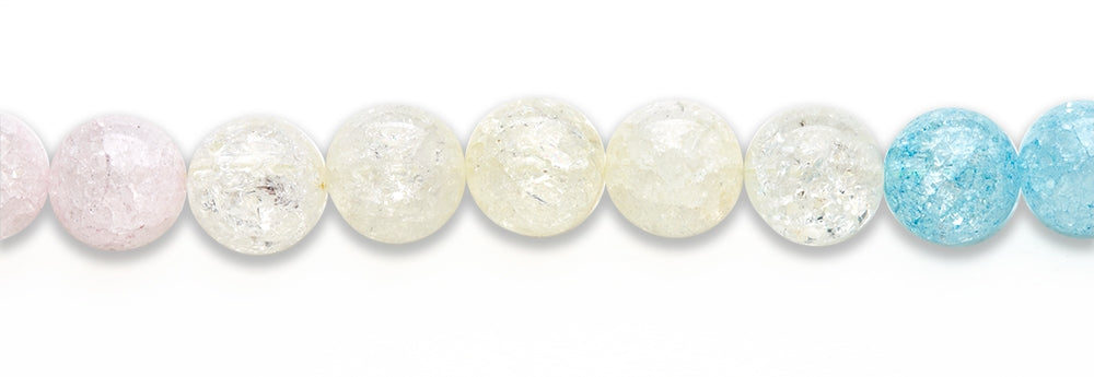 15-16 inch 16mm Cracked Crystal Asstd Colors Round Plain Beads