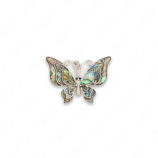 Zinc Alloy With Abalone Rhodium Plated Butterfly Pendants