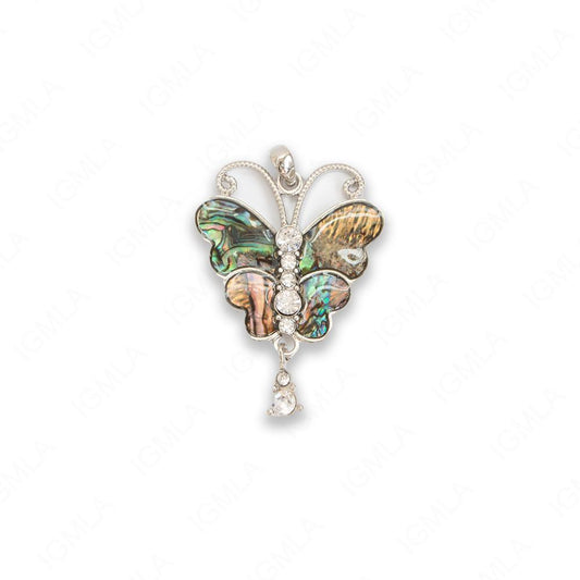 Zinc Alloy With Abalone Rhodium Plated Butterfly Pendants