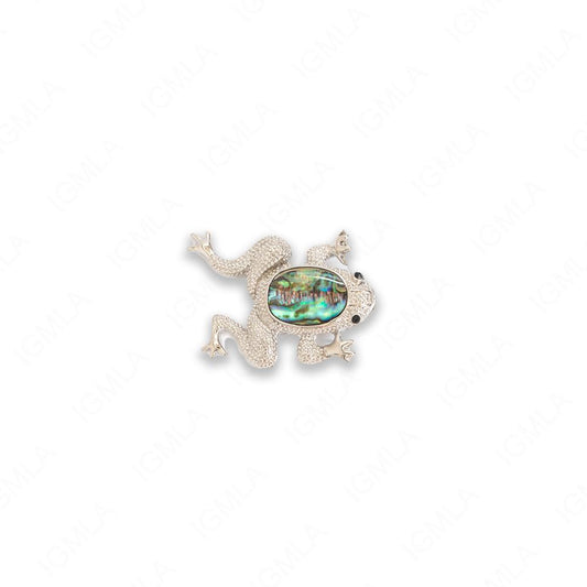 Zinc Alloy With Abalone Rhodium Plated Frog Pendants
