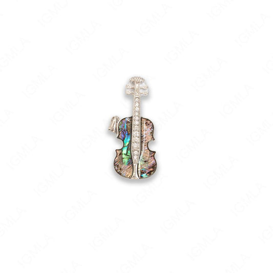 Zinc Alloy With Abalone Rhodium Plated Guitar Pendants