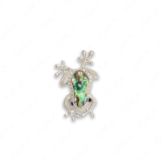 Zinc Alloy With Abalone Rhinestone Rhodium Plated Frog Pendants