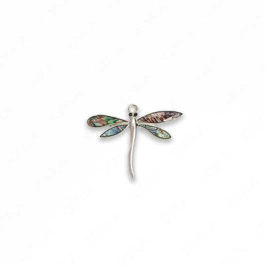 Zinc Alloy With Abalone Rhodium Plated Dragon Fly Pendants