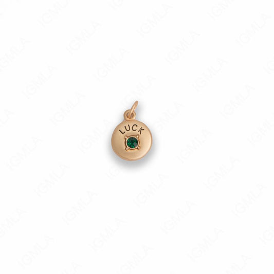 Zinc Alloy Dark Green Rhinestone Silver Plated Luck Coin Charm