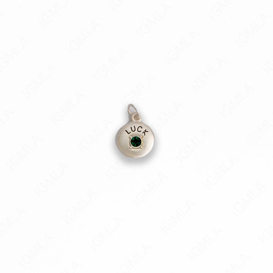 Zinc Alloy Dark Green Rhinestone Gold Plated Luck Coin Charm