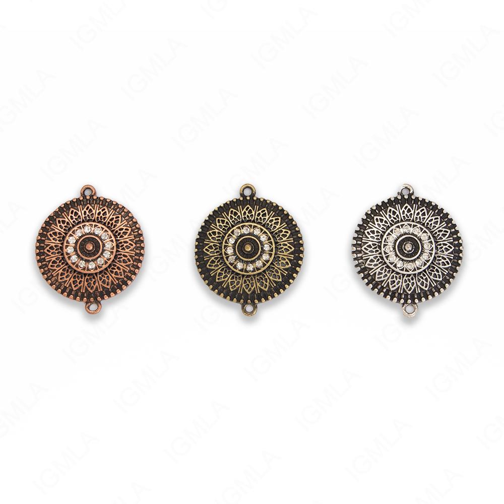 Medium Zinc Alloy 2Hole Gold, Silver, Copper Burnished Coin Connector