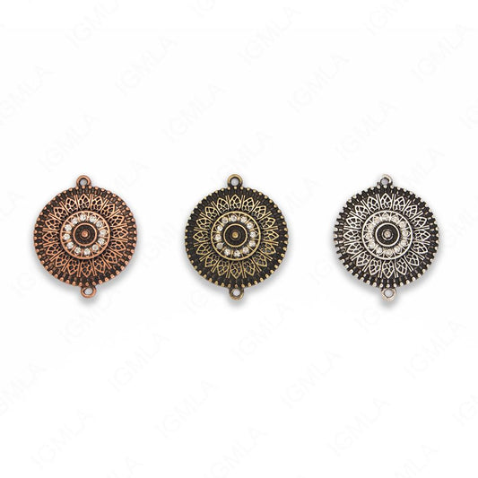 Medium Zinc Alloy 2Hole Gold, Silver, Copper Burnished Coin Connector