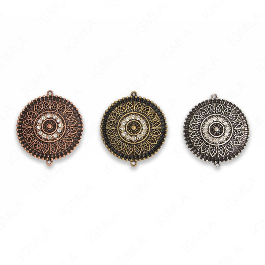 Large Zinc Alloy 2Hole Gold, Silver, Copper Burnished Coin Connector