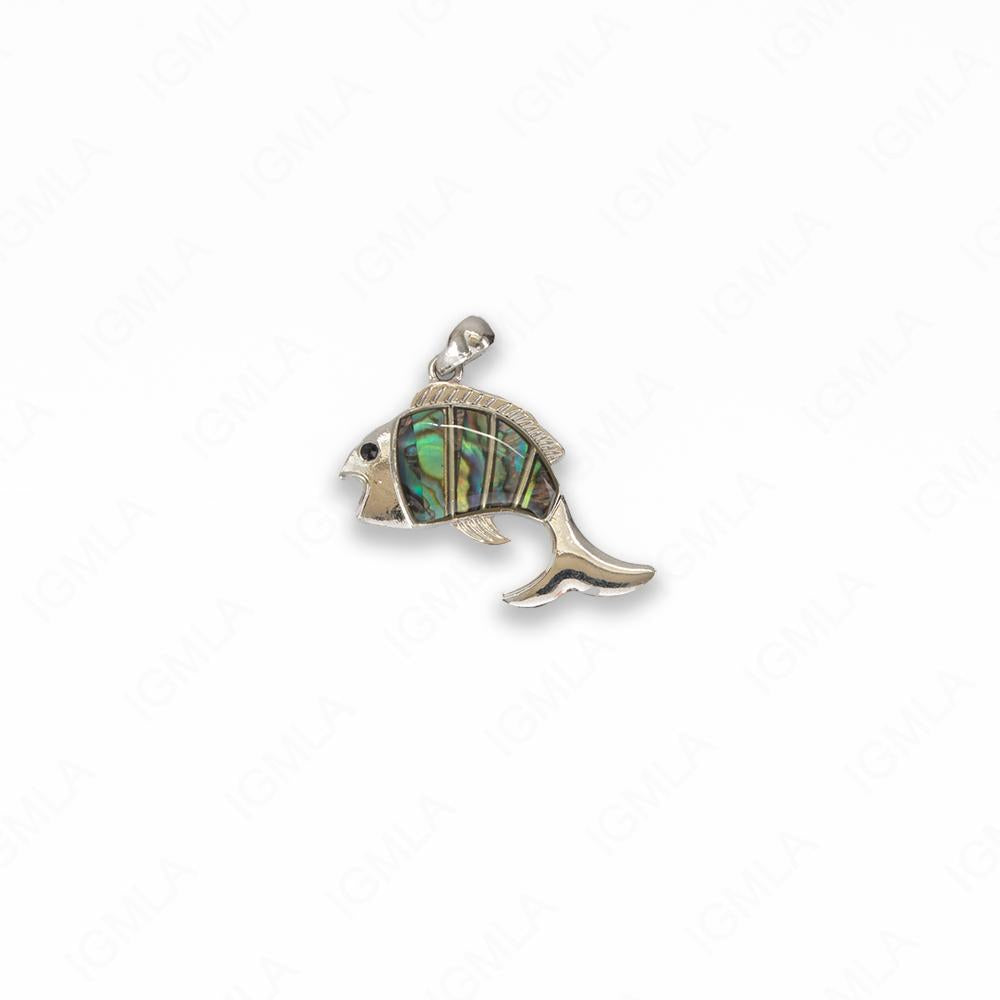 Zinc Alloy With Abalone Abalone Silver Plated Fish Pendants