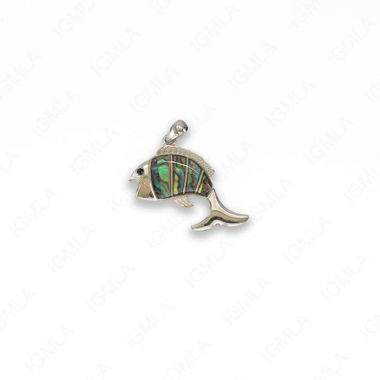 Zinc Alloy With Abalone Abalone Silver Plated Fish Pendants