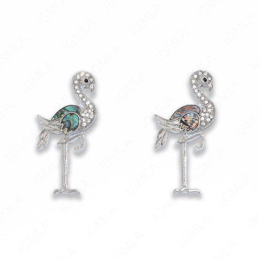 Zinc Alloy With Abalone Abalone Silver Plated Flamingo Pendants