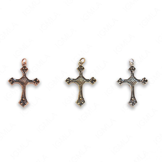 Zinc Alloy Gold, Silver, Copper Burnished W Rhinestone Cross Pendants