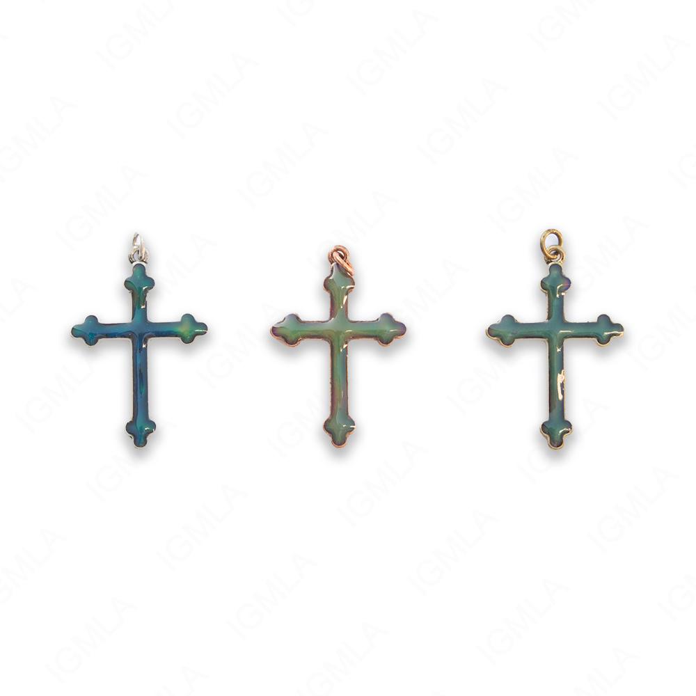 Zinc Alloy Gold, Silver, Copper Burnished Mood Cross Pendants