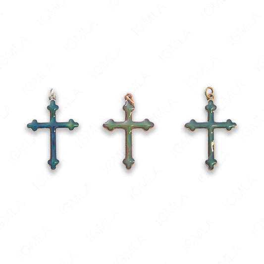 Zinc Alloy Gold, Silver, Copper Burnished Mood Cross Pendants