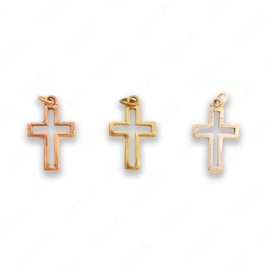 Zinc Alloy Gold, Silver, Copper Burnished W Rhinestone Cross Pendants