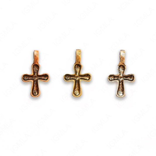 Zinc Alloy Gold, Silver, Copper Burnished Cross Pendants