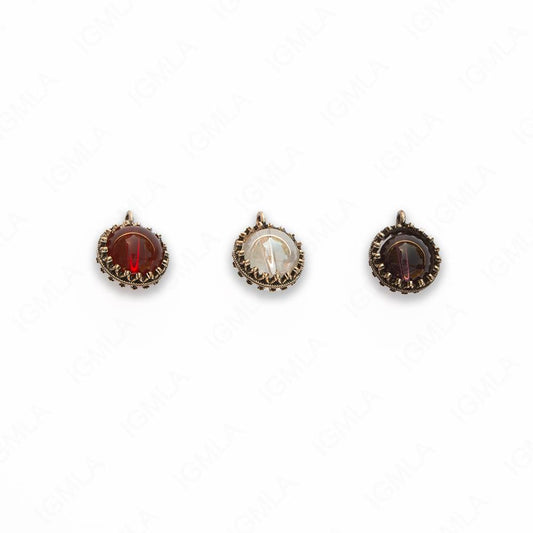 Zinc Alloy Multi color Stone Silver Plated Round Pendants