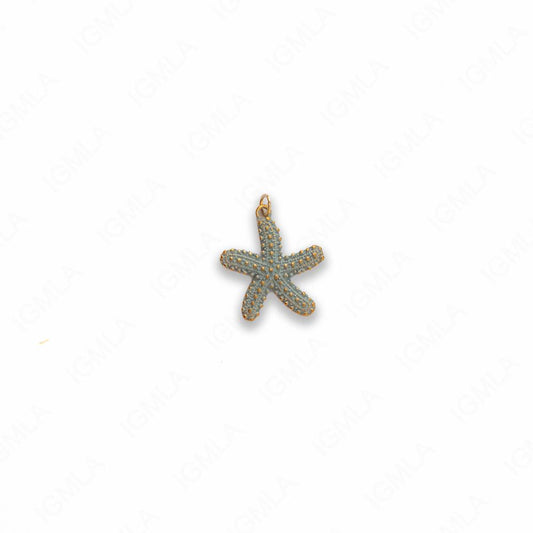 Zinc Alloy Blue W Gold Plating Sea Stars Pendants