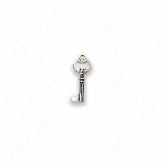 Small Zinc Alloy Antique Silver Key Charm