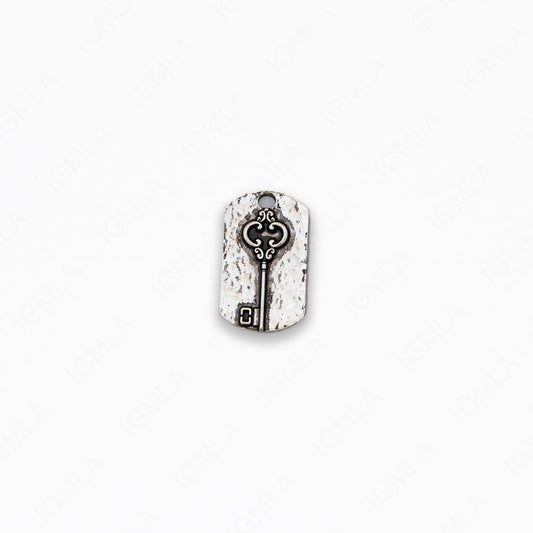 Zinc Alloy Key Antique Silver Rectangle Pendants