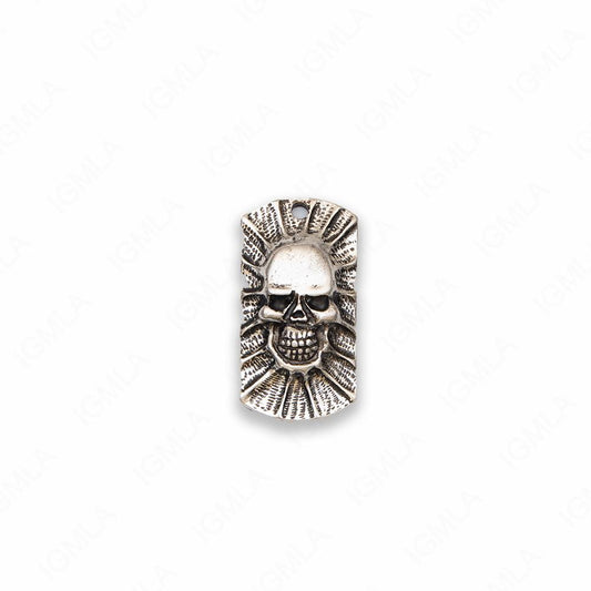 Large Zinc Alloy Skull Face Antique Silver Rectangle Pendants