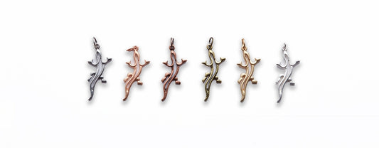Small Zinc Alloy Matt Rose, Gold, Silver, Gold Plated, Burnish Gold, Silver, Copper Lizard Charm