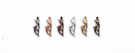 Small Zinc Alloy Matt Rose, Gold, Silver, Gold Plated, Burnish Gold, Silver, Copper Double Dolphin Charm