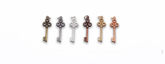 Small Zinc Alloy Matt Rose, Gold, Silver, Gold Plated, Burnish Gold, Silver, Copper Key Charm
