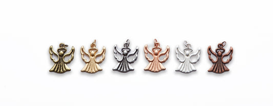 Zinc Alloy Matt Rose, Gold, Silver, Gold Plated, Burnish Gold, Silver, Copper Angel Charm