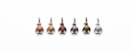 Small Zinc Alloy Matt Rose, Gold, Silver, Gold Plated, Burnish Gold, Silver, Copper Pinguin Charm