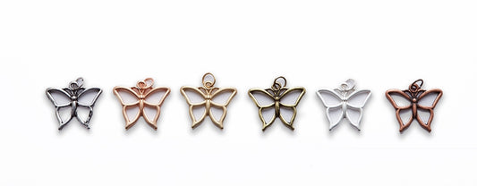 Small Zinc Alloy Matt Rose, Gold, Silver, Gold Plated, Burnish Gold, Silver, Copper Butterfly Charm